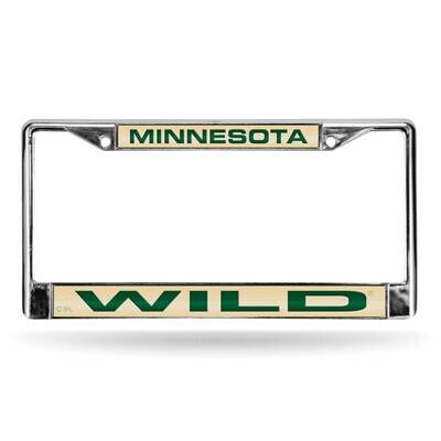 NHL Minnesota Wild Laser Chrome Car License Plate Frame-Tan with Dark Green GC7115, MPN: GC7115, 76…