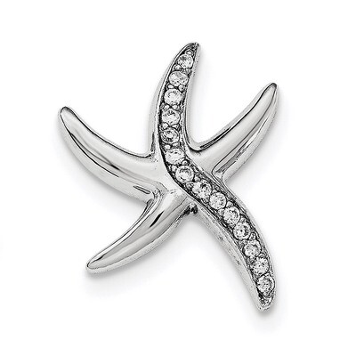 CZ Diamond Polished Starfish Pendant Sterling Silver Rhodium-plated QC8694, MPN: QC8694, 1911013624…