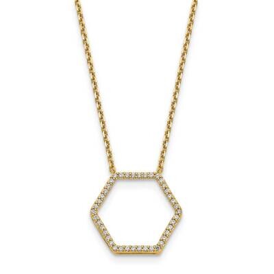 Diamond Vs/Si, D E F, Hexagon Pendant Necklace 14k Yellow Gold True Origin Lab Grown PM1004-025-YLD…