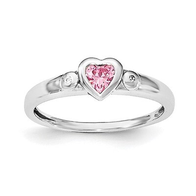 White &amp; Pink CZ Diamond Heart Ring Sterling Silver Rhodium-plated QR6342, MPN: QR6342,