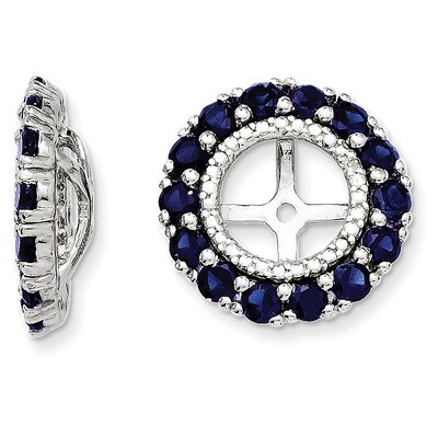 Diamond &amp; Created Sapphire Earring Jacket Sterling Silver Rhodium QJ146SEP, MPN: QJ146SEP, 88677419…