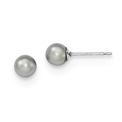 5-6mm Grey Freshwater Cultured Round Pearl Stud Earrings Sterling Silver QE12712, MPN: QE12712, 191…