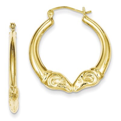 Hollow Rams Head Hoop Earrings Sterling Silver Gold Plated QE8452, MPN: QE8452, 886774247519