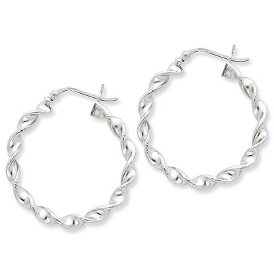 Twist 30mm Hoop Earrings Sterling Silver Rhodium-plated QE6753, MPN: QE6753, 883957569574