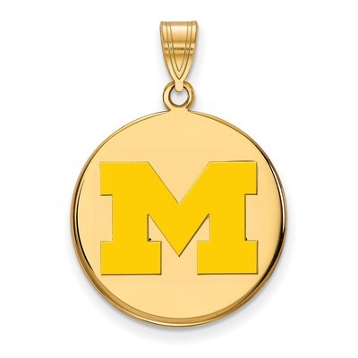 Michigan University of Large Enamel Disc Pendant Gold-plated Sterling Silver GP039UM, MPN: GP039UM,…