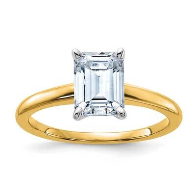 1 3/4ct. D E F Pure Light Emerald Moissanite Solitaire Ring 14k Two Tone Gold RM5965E-150-6MP, MPN:…