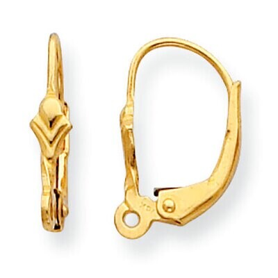 Fancy Secura Leverback with Split Ring Earring Component 14k Yellow Gold YG800, MPN: YG800,