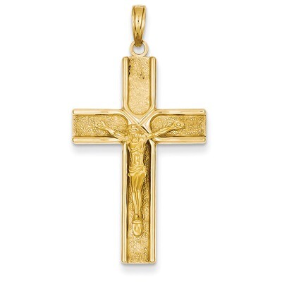 Satin Finish Crucifix Pendant 14k Gold K2186, MPN: K2186, 637218088294