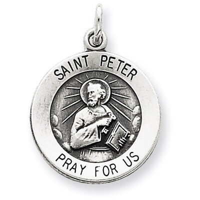 Saint Peter Medal Antiqued Sterling Silver QC5751, MPN: QC5751, 191101184079