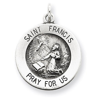 Saint Francis Medal Antiqued Sterling Silver QC5723, MPN: QC5723, 191101183867