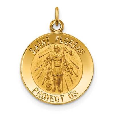 Small St. Florian Medal 14k Gold Solid Polished Satin XR1711, MPN: XR1711, 883957731544