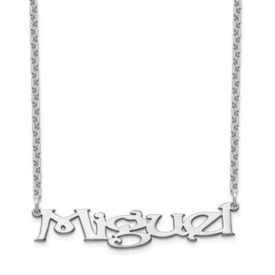 Fancy Block Nameplate Necklace 14k White Gold XNA938W, MPN: XNA938W, 191101992711