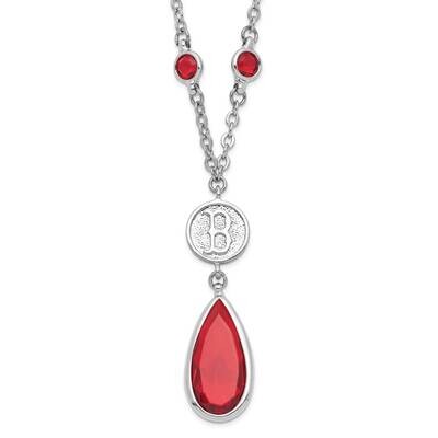 MLB Boston Red Sox Red &amp; Blue Crystal with 3in ext Necklace Silver-tone RSO065N-CR, MPN: RSO065N-CR…
