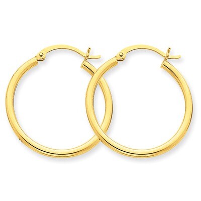 Lightweight Tube Hoop Earrings 14k Gold T915L, MPN: T915L, 883957718644