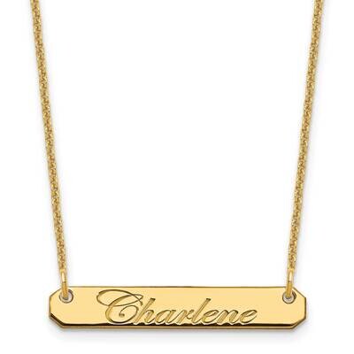 Polished Edwardian Script Bar Necklace 14k Gold Small XNA1215Y, MPN: XNA1215Y,