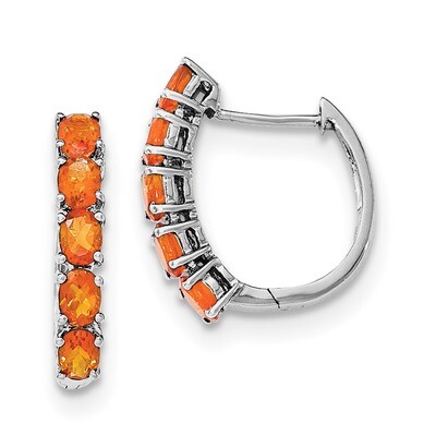 Citrine Hinged Hoop Earrings Sterling Silver Rhodium-plated Polished QE12619CI, MPN: QE12619CI, 886…