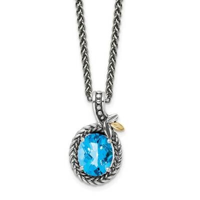 Sterling Silver with Braided Oval 2.54Bt Blue Topaz Necklace 18 Inch 14k Gold QTC1756, MPN: QTC1756,