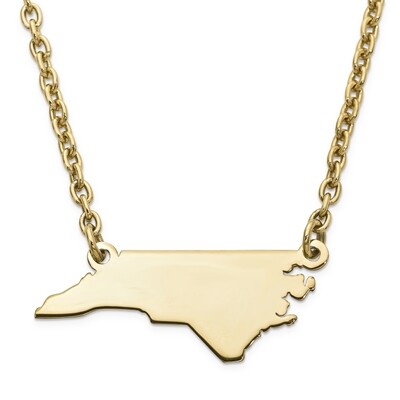 North Carolina State Pendant Necklace with Chain 14k Yellow Gold Engravable XNA706Y-NC, MPN: XNA706…