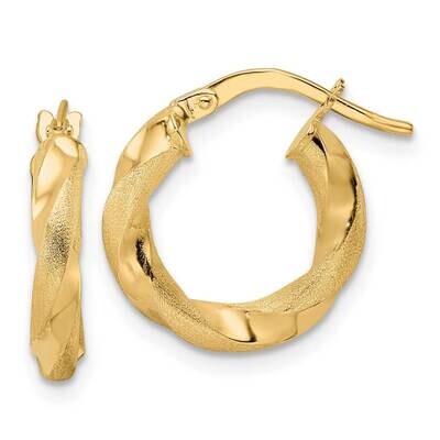 Brushed and Polished Twisted Hoop Earrings 14k Gold TF2141, MPN: TF2141, 883957992310