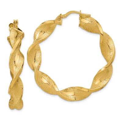 Greek Satin Twisted Hoop Earrings 14k Gold Polished TF2112, MPN: TF2112, 883957989358