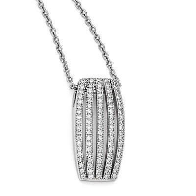Fancy Necklace Sterling Silver &amp; Cubic Zirconia Polished QMP173-18, MPN: QMP173-18, 883957764009