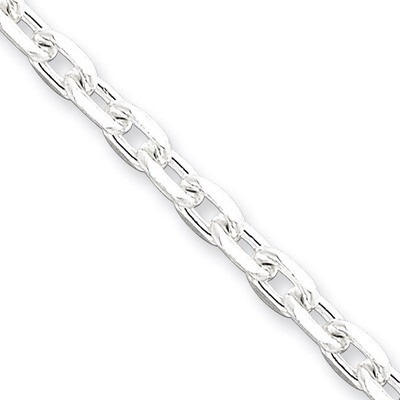 18 Inch 3.95mm Beveled Oval Cable Chain Sterling Silver QCA120-18, MPN: QCA120-18, 883957918495