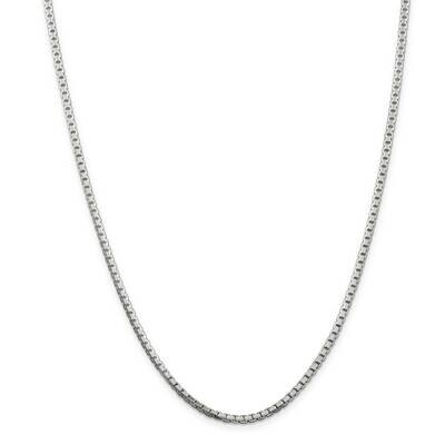 2.5mm 8 Sided Diamond-Cut Box Chain 28 Inch Sterling Silver QBR050-28, MPN: QBR050-28,