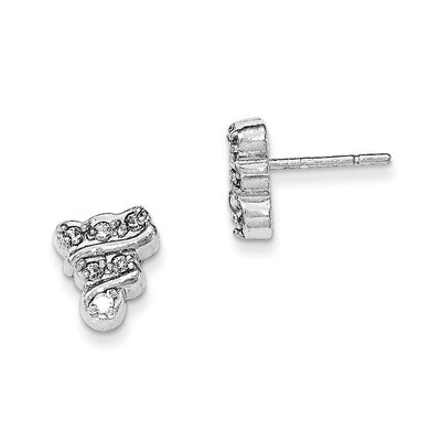 Polished Rhodium-plated CZ Fancy Earrings Sterling Silver QE12310