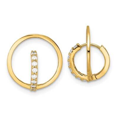 CZ Diamond Circle Huggie Hoop Earrings 14K Yellow Gold Polished YE1920, MPN: YE1920, 191101799693