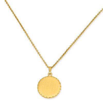 Kelly Waters Medium Satin Round Engravable Disc Necklace 18 Inch Gold-plated KW363-18, MPN: KW363-1…