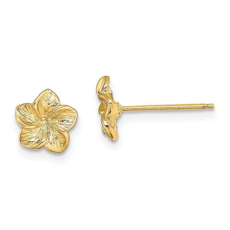 Plumeria Flower Post Earrings 14k Gold TE724, MPN: TE724, 637218058631