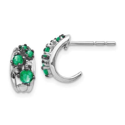 Emerald Polished Post Hoop Earrings 14k White Gold Diamond EM5595-EM-004-WA, MPN: EM5595-EM-004-WA,…