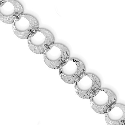 Leslie&#39;s Polished Diamond-cut 1 inch ExtenderBracelet Sterling Silver Rhodium-plated HB-QLF1082-7.2…