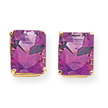 12x10mm Emerald Cut Amethyst Earrings 14k Gold XE70AM, MPN: XE70AM, 883957096759