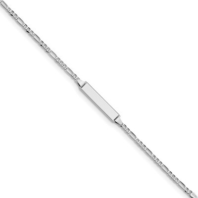 6 Inch Figaro Link ID Bracelet 14k white Gold FG60IDW-6, MPN: FG60IDW-6, 191101435423
