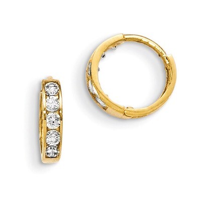 CZ Children&#39;S Hinged Hoop Earrings 14k Gold GK649, MPN: GK649, 886774342726