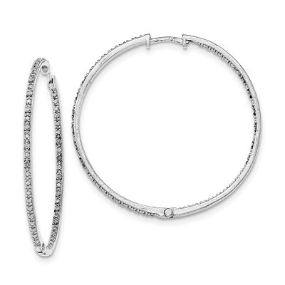 Diamond In &amp; Out Hoop Earrings Sterling Silver Rhodium-plated QE12250, MPN: QE12250, 191101487521