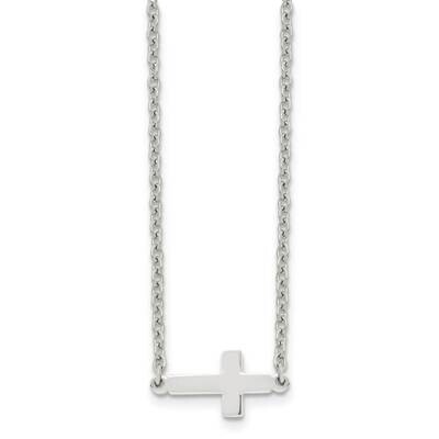 Sideways Cross 18 Inch Necklace Stainless Steel Polished SRN1203-18 by Chisel, MPN: SRN1203-18, 191…