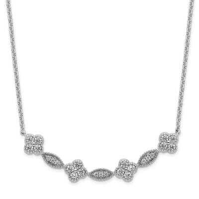 Fancy CZ Diamond Necklace 17.75 Inch Sterling Silver Rhodium-Plated Polished QG6103-17.75, MPN: QG6…