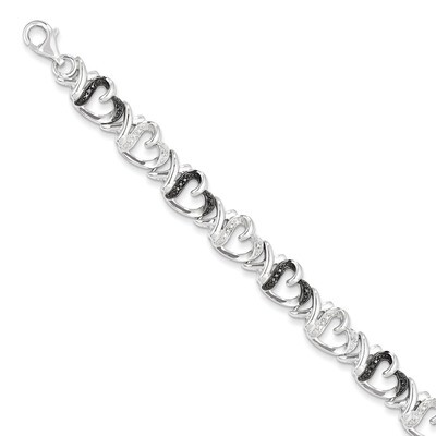 Black &amp; White Diamond Bracelet Sterling Silver QDX1212, MPN: QDX1212, 818050013525