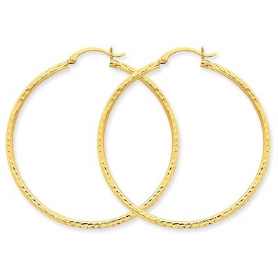 2mm Round Tube Hoop Earrings 14k Gold Diamond-cut TC237, MPN: TC237, 883957289144