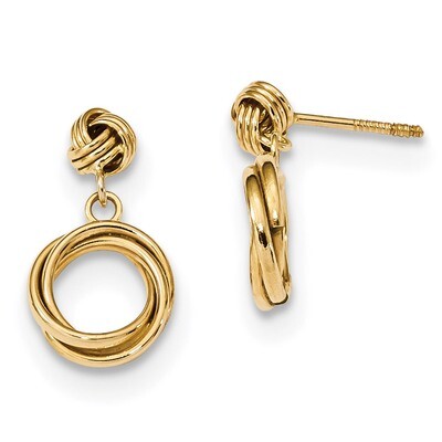 Madi K Polished Love Knot with Small Fancy Dangle Post Earrings 14k Gold SE2552, MPN: SE2552, 88677…