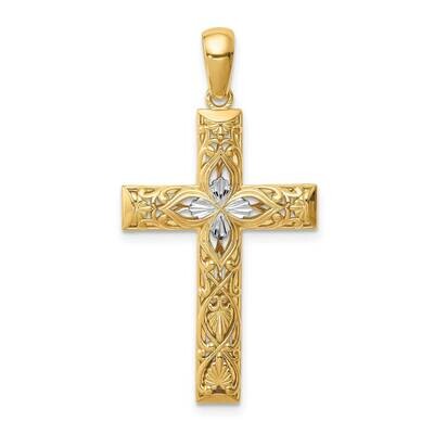 Diamond-cut Cross Pendant 14k White Gold Rhodium XR1836, MPN: XR1836, 883957780870