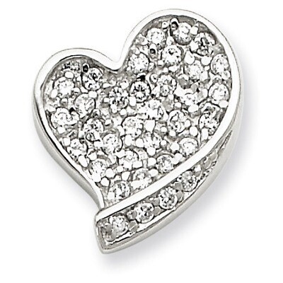 CZ Heart Pendant Sterling Silver QP1357