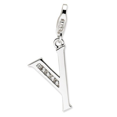 Letter Y Charm Sterling Silver Synthetic Diamond QCC104Y by Amore La Vita, MPN: QCC104Y, 8839573306…