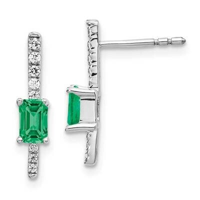 Emerald Fancy Earrings 14k White Gold Diamond EM3874-EM-014-WA, MPN: EM3874-EM-014-WA, 191101836336
