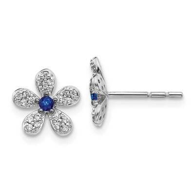 Sapphire Earrings 14k White Gold Diamond EM4046-SA-016-WA, MPN: EM4046-SA-016-WA, 191101837814