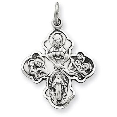 4-way Medal Antiqued Sterling Silver QC5803, MPN: QC5803, 886774111445