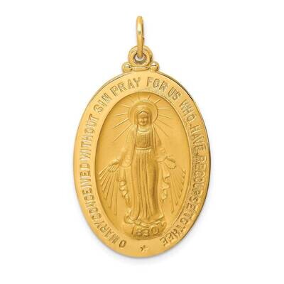 Large Oval Miraculous Medal 14k Gold Solid Polished Satin XR1747, MPN: XR1747, 883957603278