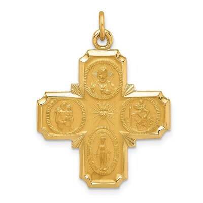 Medium 4-Way Medal 14k Gold Solid Polished Satin XR1782, MPN: XR1782, 883957996066